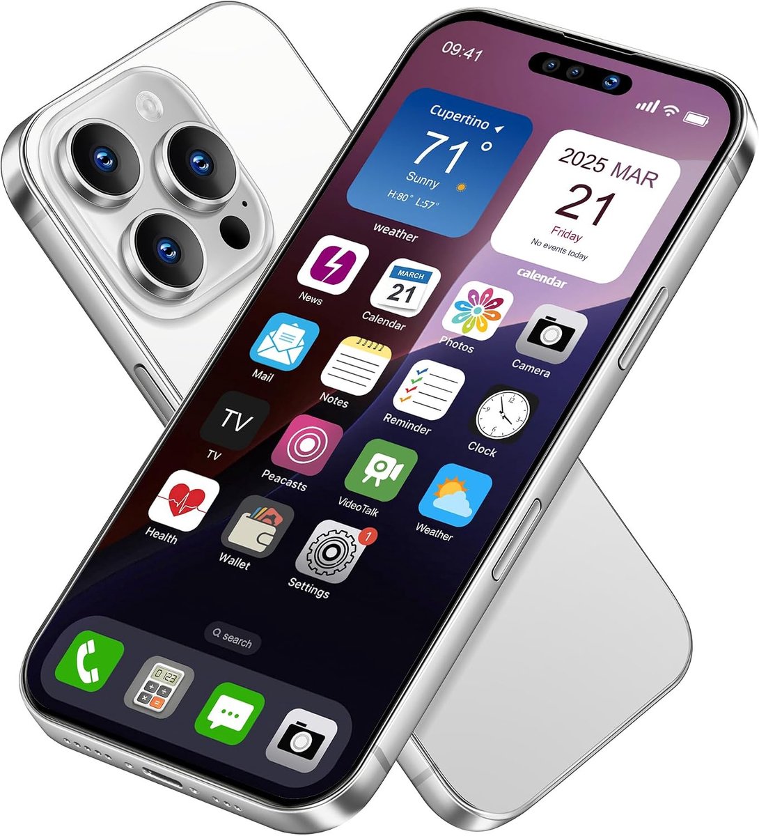 Nep speelgoed telefoon mobiele telefoon metallic model niet-functionerende replica 1:1 telefoon voor telefoon 16 promax nep speelgoed mobiele telefoon, 16 pro max zilver kleurenscherm