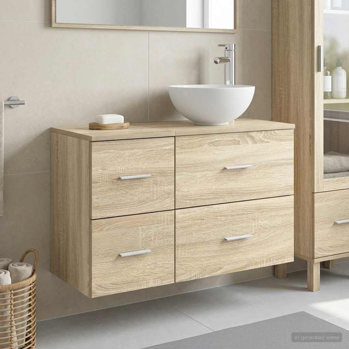 Badkamermeubelset 2 STK Sonoma eiken houtmateriaal 49,5x35x80 cm