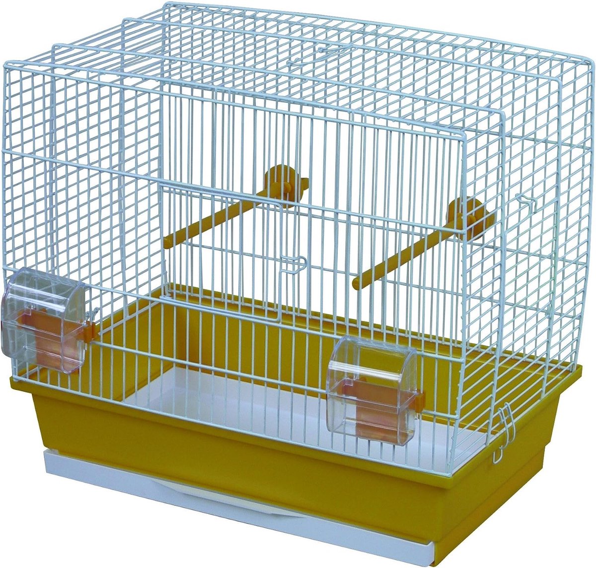 Vogelkooi, geel/wit, met accessoires voor vogels