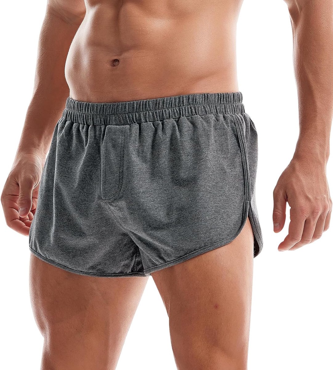 Coulee 3" slaapshorts voor heren, korte katoenen lichte korte pyjamabroek, ademende zijdelingse splitten, zomershorts