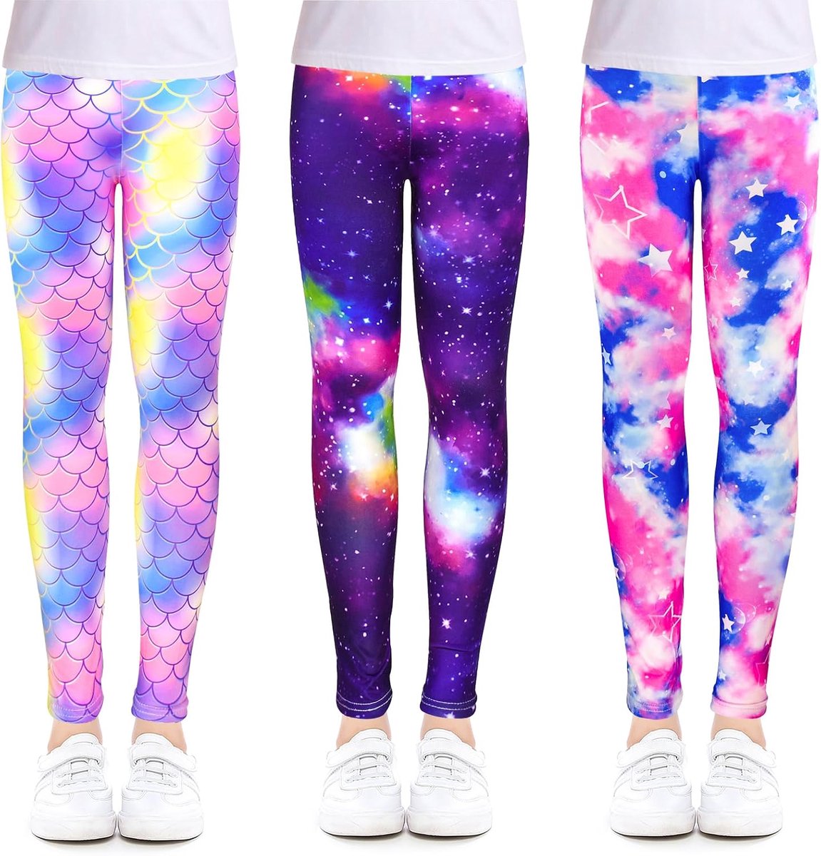 Leggings, kleurrijke sport- en vrijetijdsbroeken met sterrenpatroon, elastisch, ondoorzichtig, maten 104-158