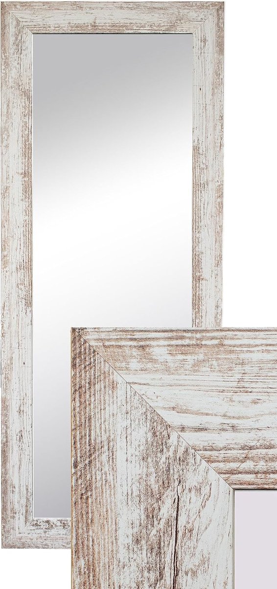 Wandspiegel Decoratieve Garderobe Spiegel Full Body Spiegel 120x50cm Wit grenen