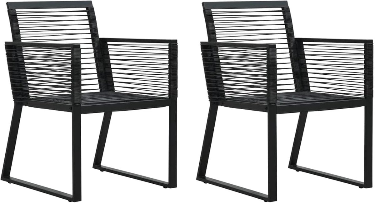 Tuinstoel, stoel, rotanstoelen, balkonstoelen, terrasstoelen, outdoor stoelen, balkonstoel, tuin, terras, balkon, 2 stuks, touw rotan zwart