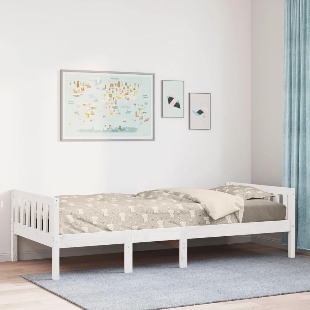 Grenenhout Kinderbed met Lattenbodem Wit 80x200
