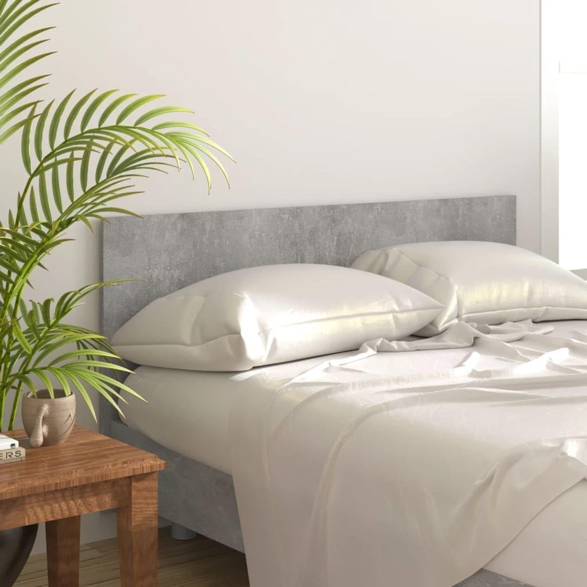 Hoofdeinde beton grijs 160 x 1,5 x 80 cm, houtmateriaal, hoofdeinde van het bed, hoofdeinde voor slaapkamer, slaapkamer, hotels