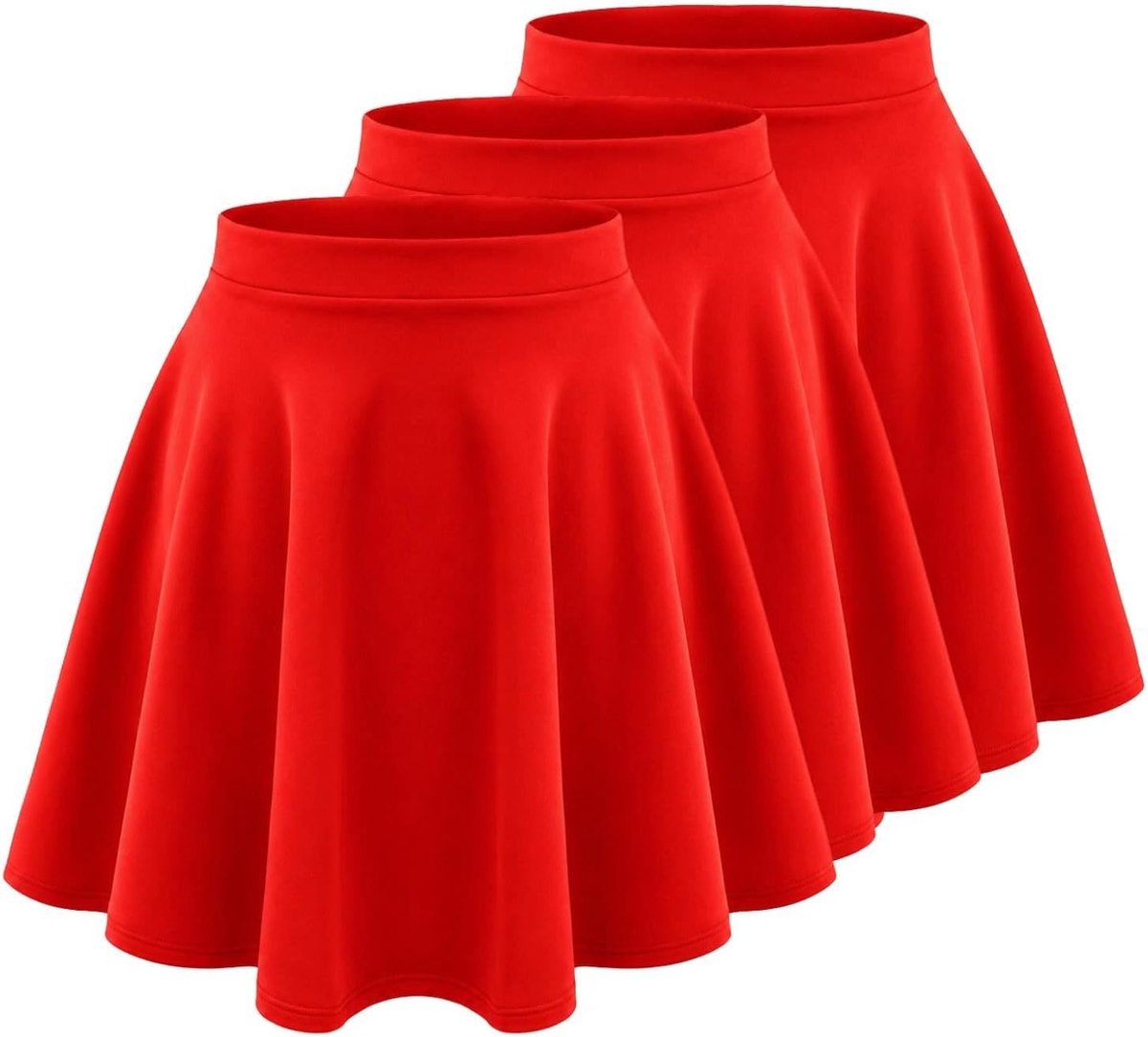 Skaterrok voor meisjes, set van 3 stuks, hoge taille, zomerrokken voor kinderen, knielang, uitlopende zwarte minirok voor balletdansen, casual effen meisjesrokken voor schooluniform