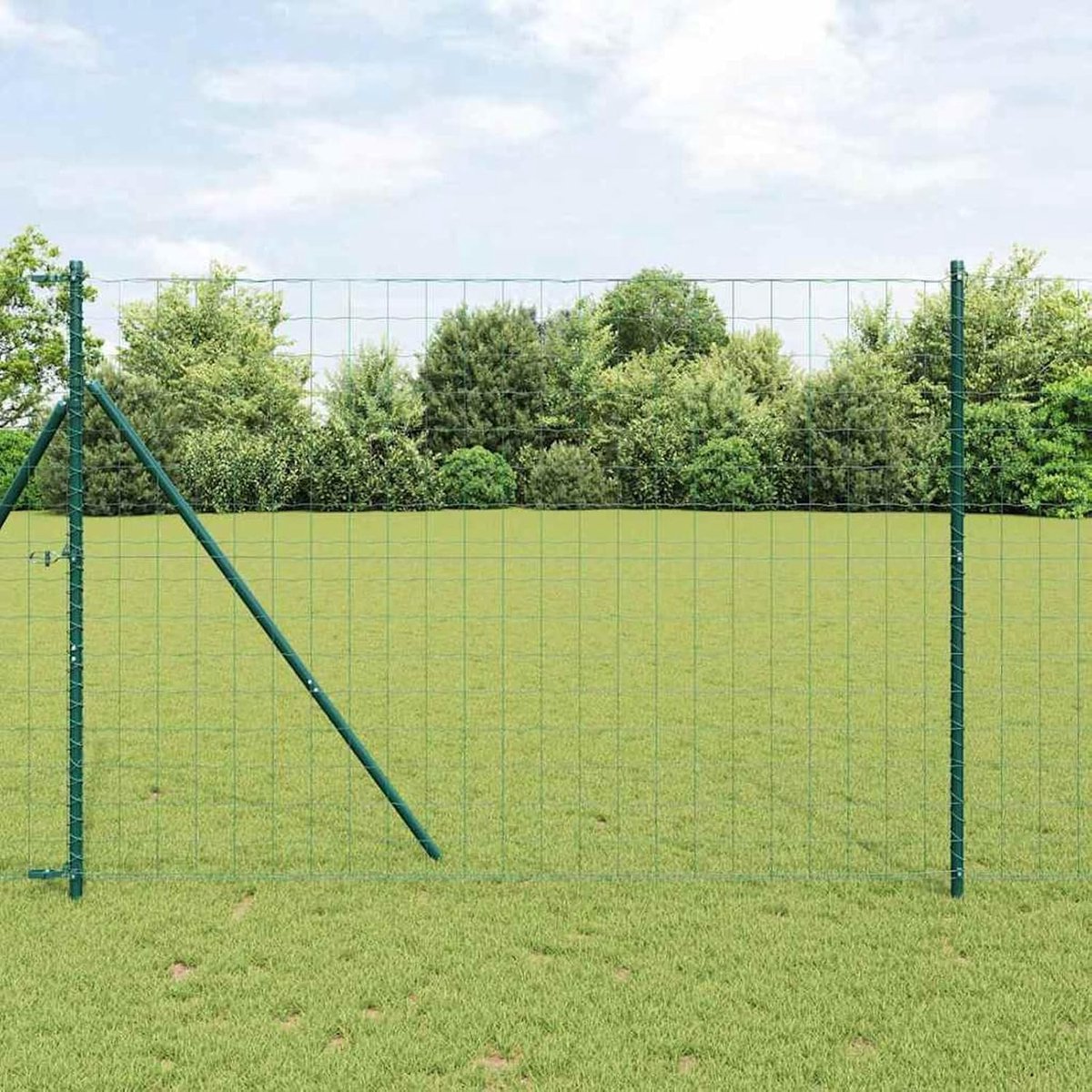 Euro 3350309 Tuinhek, set van 2 groen, gepoedercoat staal, 10 x 1,5 m, tuinhek, draadomheining voor hekken, groentebedden, kippenhokken, weideperstuk