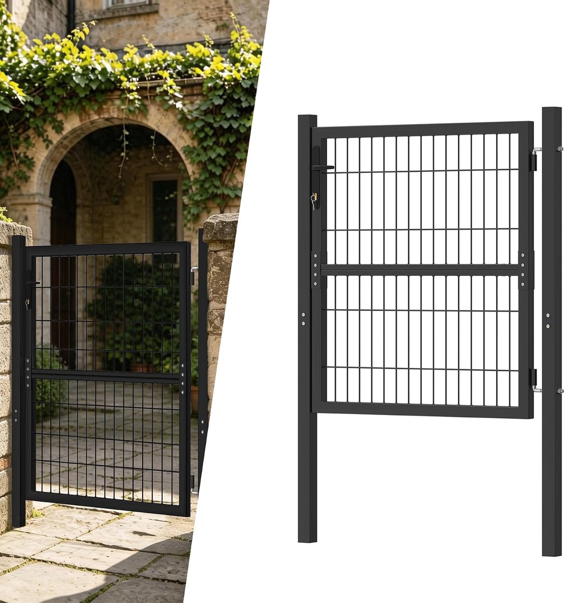 100 x 100 cm tuinpoort verzinkt enkel golfrooster, tuinvleugeldeuren met hoogwaardig slot, deurklink en sleutels, tuinhek voor opritdeur en magazijnen, bouwplaatsen, donkergrijs