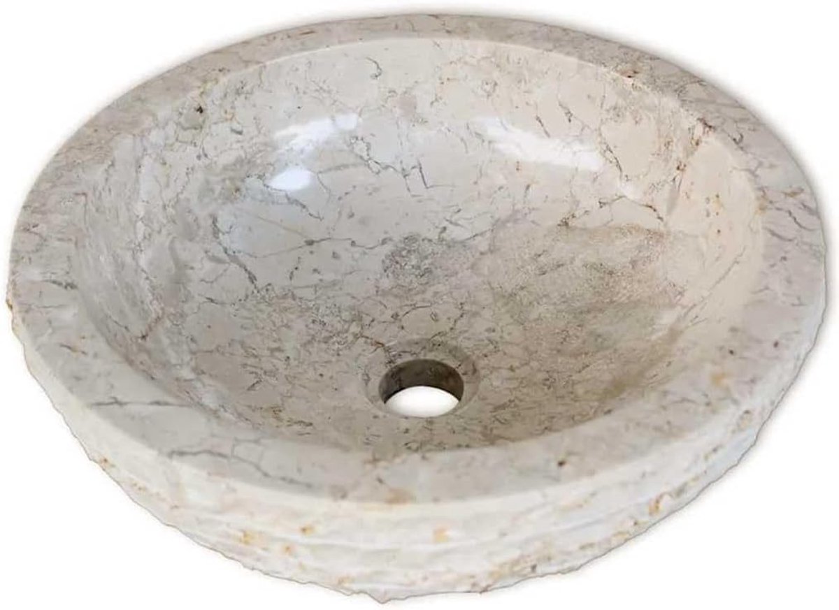 Wastafel 40 cm crème rond wastafel natuursteen