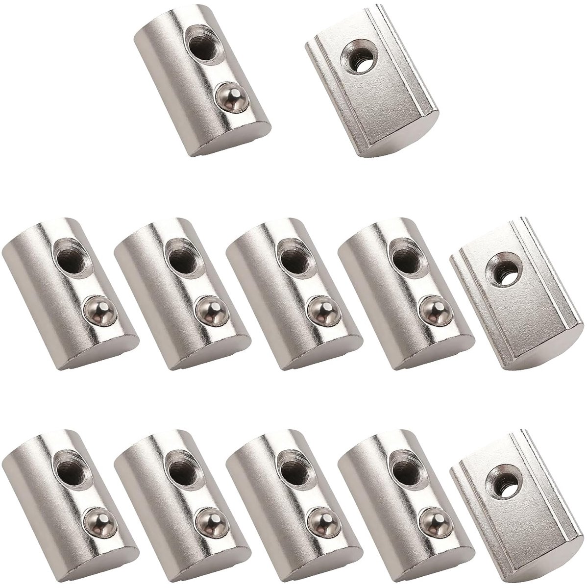12 Stuks 45 Serie M5 T-Veermoeren, Groefstenen met Kogelmoer, voor Aluminium Extrusieprofielen met Sleuf van 10mm