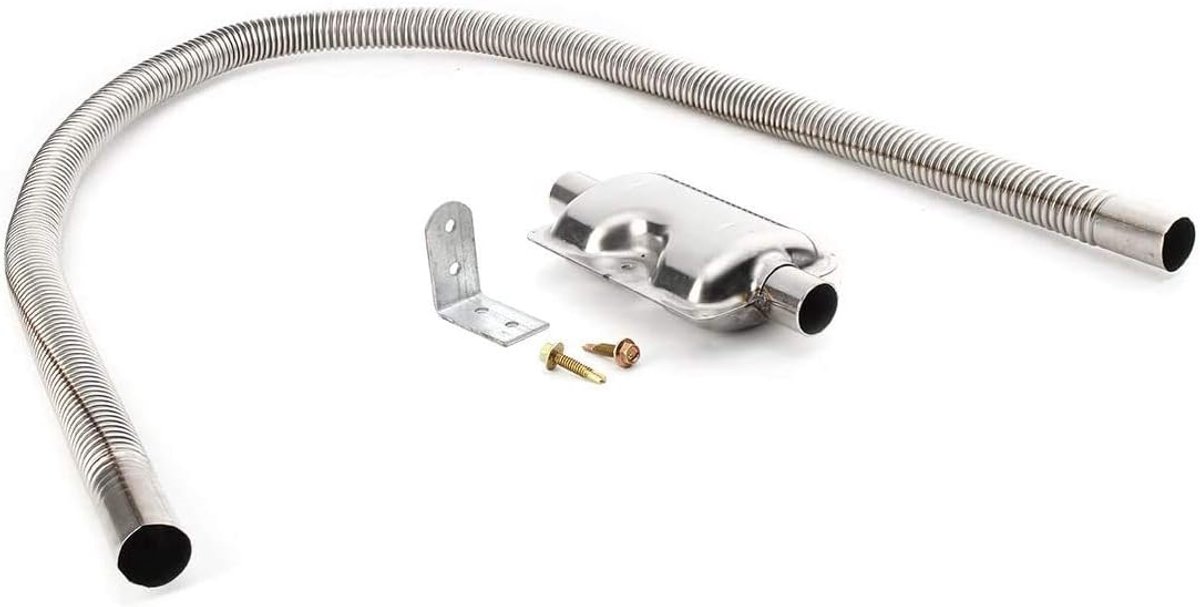120 cm roestvrij stalen uitlaatslang, geluiddemper, montageset, uitlaatpijp, gas-ontluchtingsslang voor auto's, lucht, diesel, verwarming