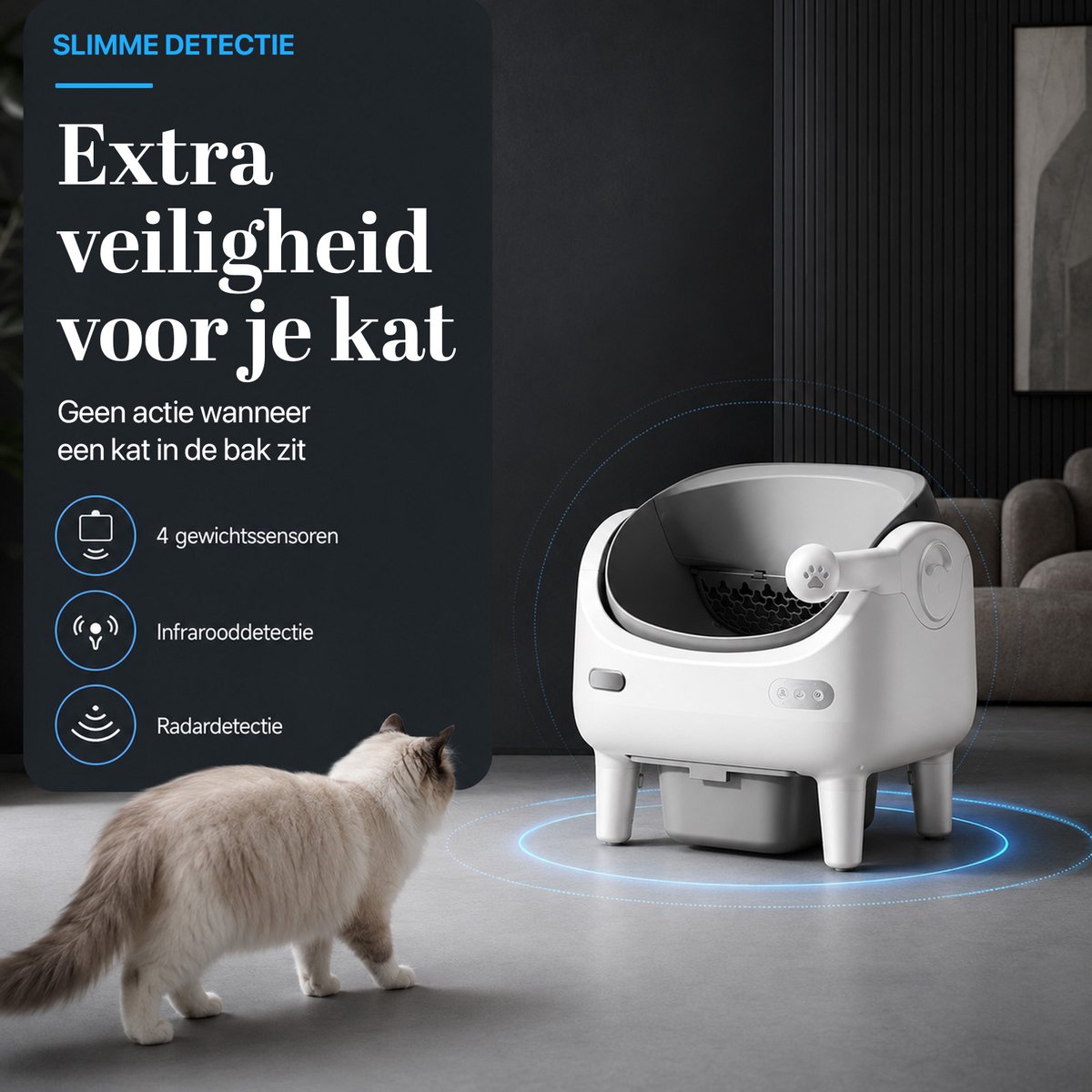 SwayTosh Purrfecture Open Air – Automatische Kattenbak – Met App En UV Desinfectie – 80 Liter Boven Open – 2026 – Zelfreinigende Kattenbak XXL – Geurvrij En Extra Hygiënisch – Elektrische Kattenbak – Incl. Mat En 3 Rollen Opvangzakjes thumbnail 4