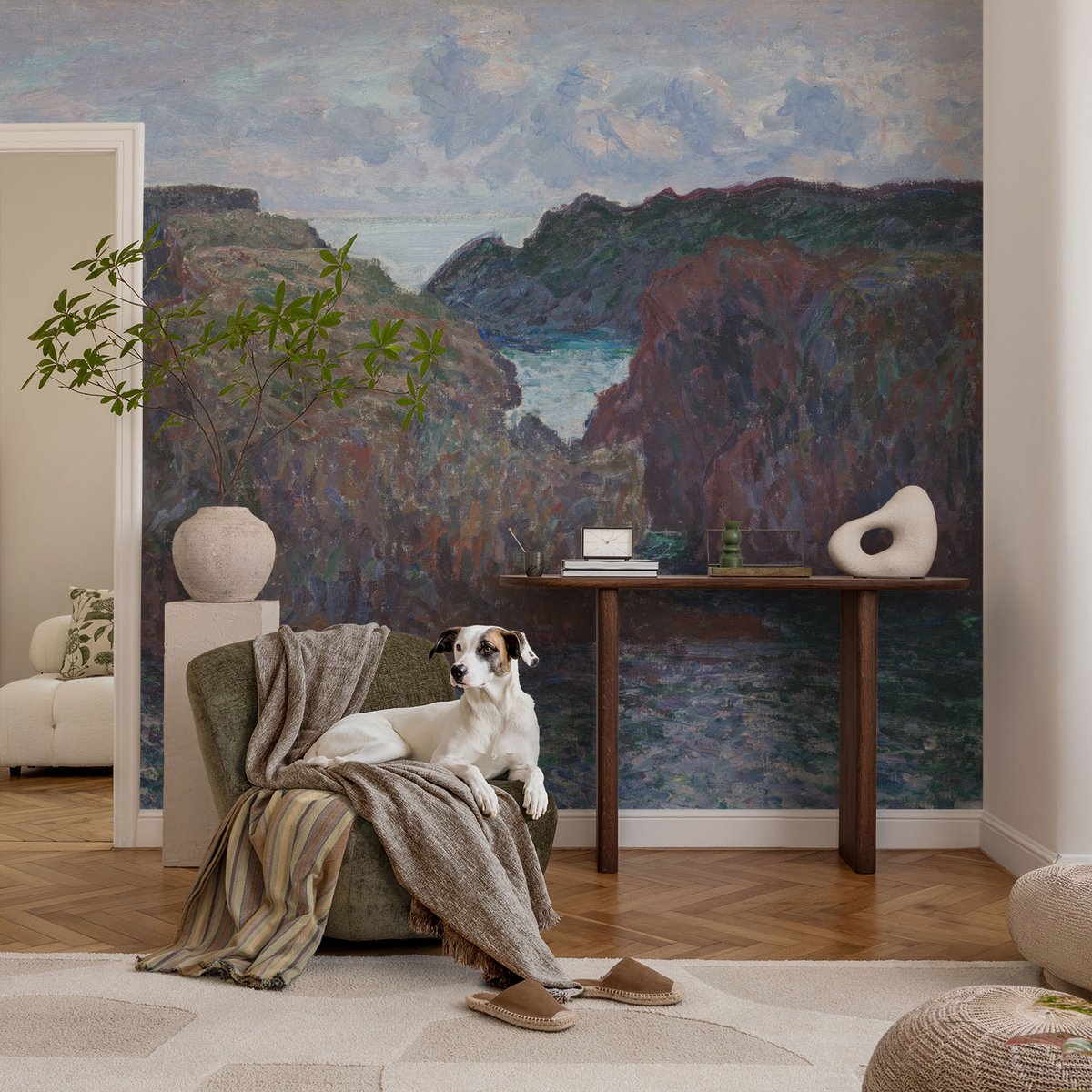 Coloray Vliesbehang - Blauw Snellijm Behang - 104x70 cm - Rotsachtige Kust Muurschildering - Gang behang Landschappen - Fotobehang Vlies - Slaapkamer behang
