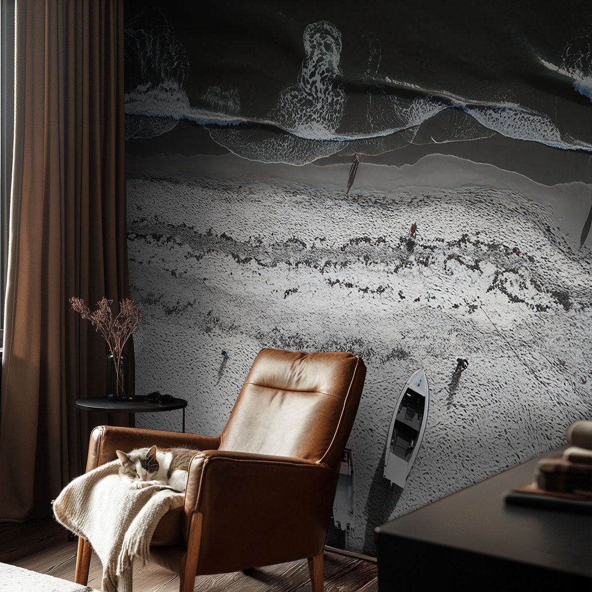 Coloray Vliesbehang - Grijs Snellijm Behang - 104x70 cm - Rust Aan Het Strand Muurschildering - Gang behang Landschappen - Fotobehang Vlies - Slaapkamer behang