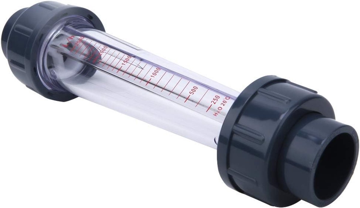 Nauwkeurige vloeistofdoorstroommeter voor ABS kunststof leidingen, 250-2500 l/h, ideaal voor water en andere vloeistoffen