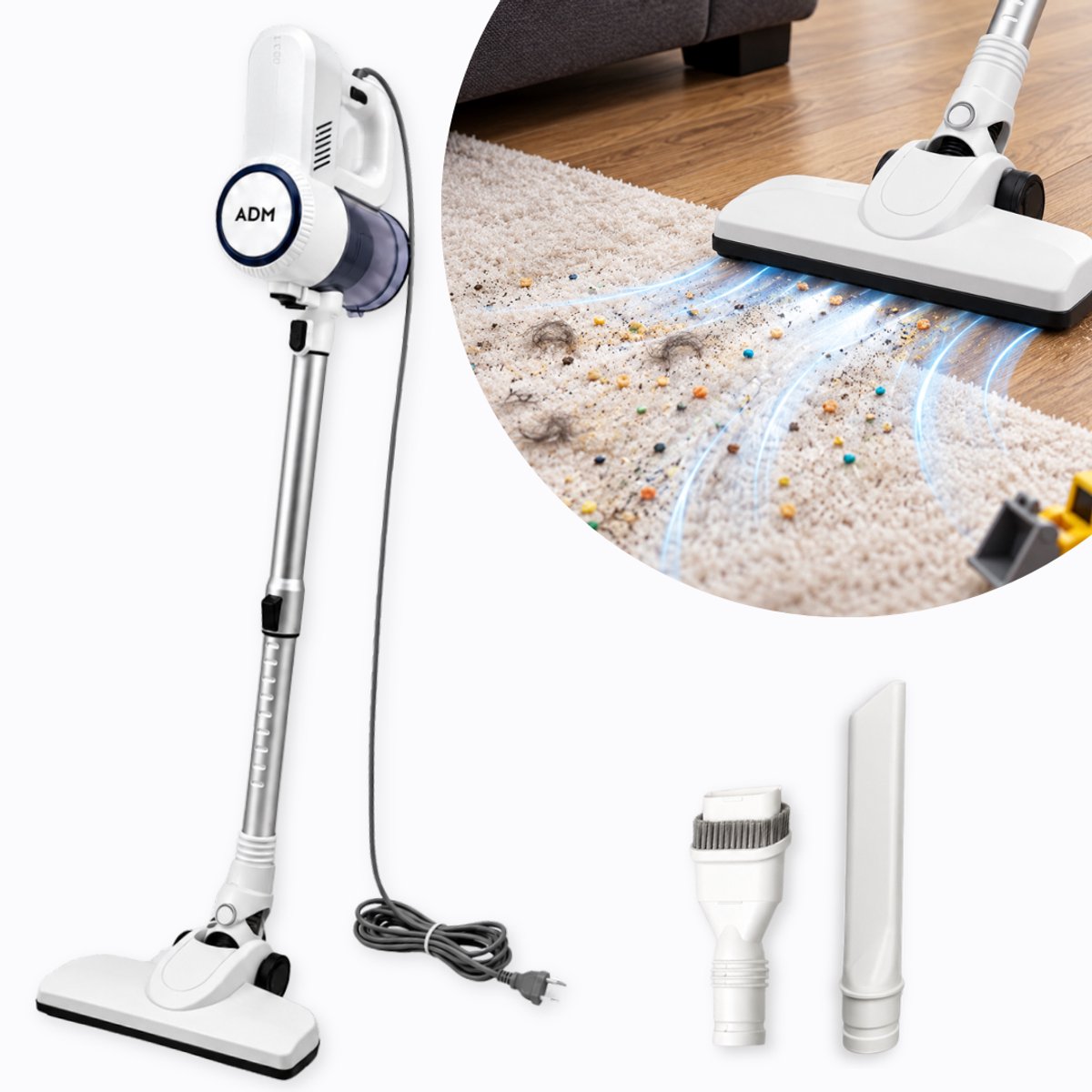 Innovastore Draadloze Stofzuiger - Stofzuiger - Zakloze stofzuiger - Steelstofzuiger - Handstofzuiger - Kruimeldief - 600W - Wit