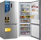 Heinner HCNF-M435INVHXE++ Koel-vriescombinatie RVS 435 L – No Frost – Vrijstaand – LED-display met Supervriezen & Superkoelen – Omkeerbare Deuren – 5 Jaar Garantie
