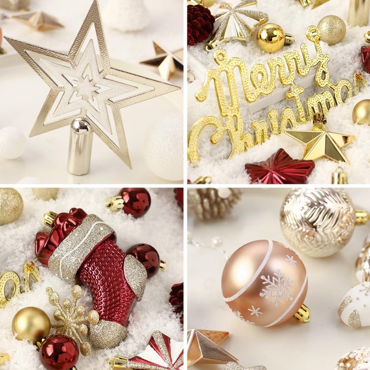Kerstballen – Kerstornamenten Set - 70 stuks - Champagne-goud - onbreekbaar kunststof - kerstboomhangers - decoratie voor thuis en feestjes – foto 5