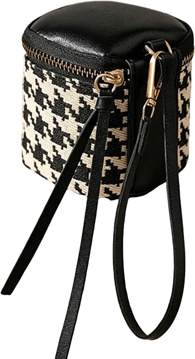 tashanger muntportemonnee koptelefoon tas voor dames creatieve sleutelhanger make-up tas muntportemonnee met ritssluiting, zwart en wit, Einheitsgröße, mode