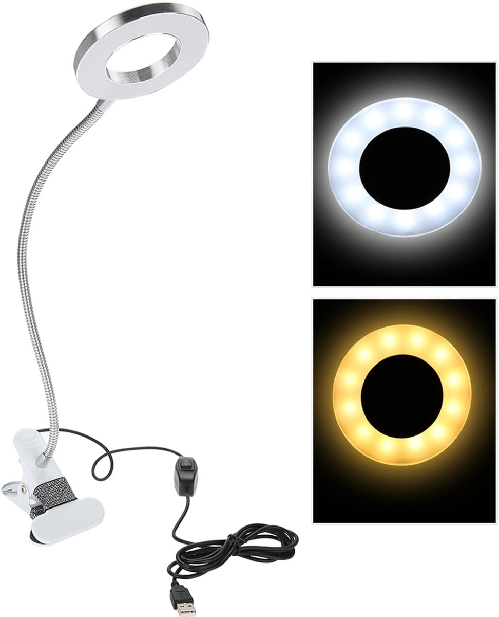 Led-klemlamp, draagbaar, oplaadbaar, USB, tafellamp voor wenkbrauwtattoo, microblading, esthetische lamp, oogbescherming voor lezen, make-up, nail art