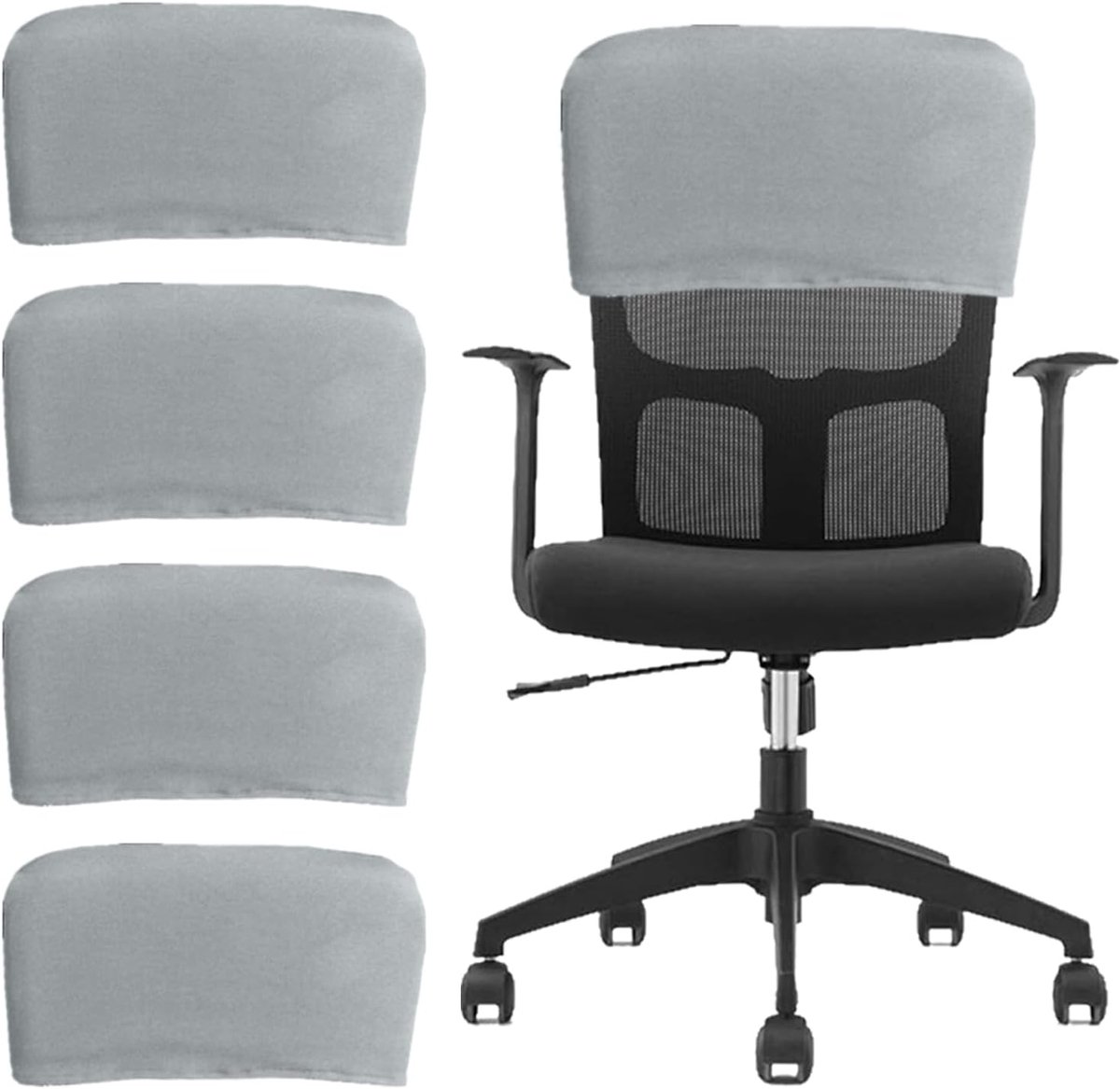 4 stuks eetkamerstoel-rugleuninghoezen, stoelhoezen, grijs: M