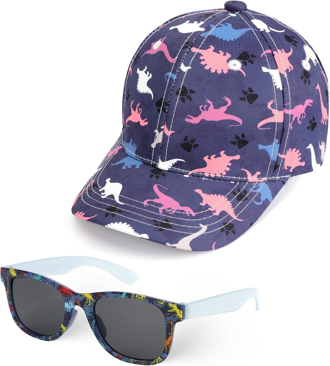 Honkbalpet voor meisjes, paardenstaart, verstelbaar, netmutsen en zonnebril, zomerhoed met glitter voor meisjes, buitensport, strand (roze)