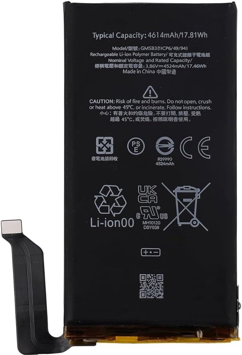 Vervangende batterij voor Google Pixel 6-4614mAh - identieke kwaliteit als model GMSB3