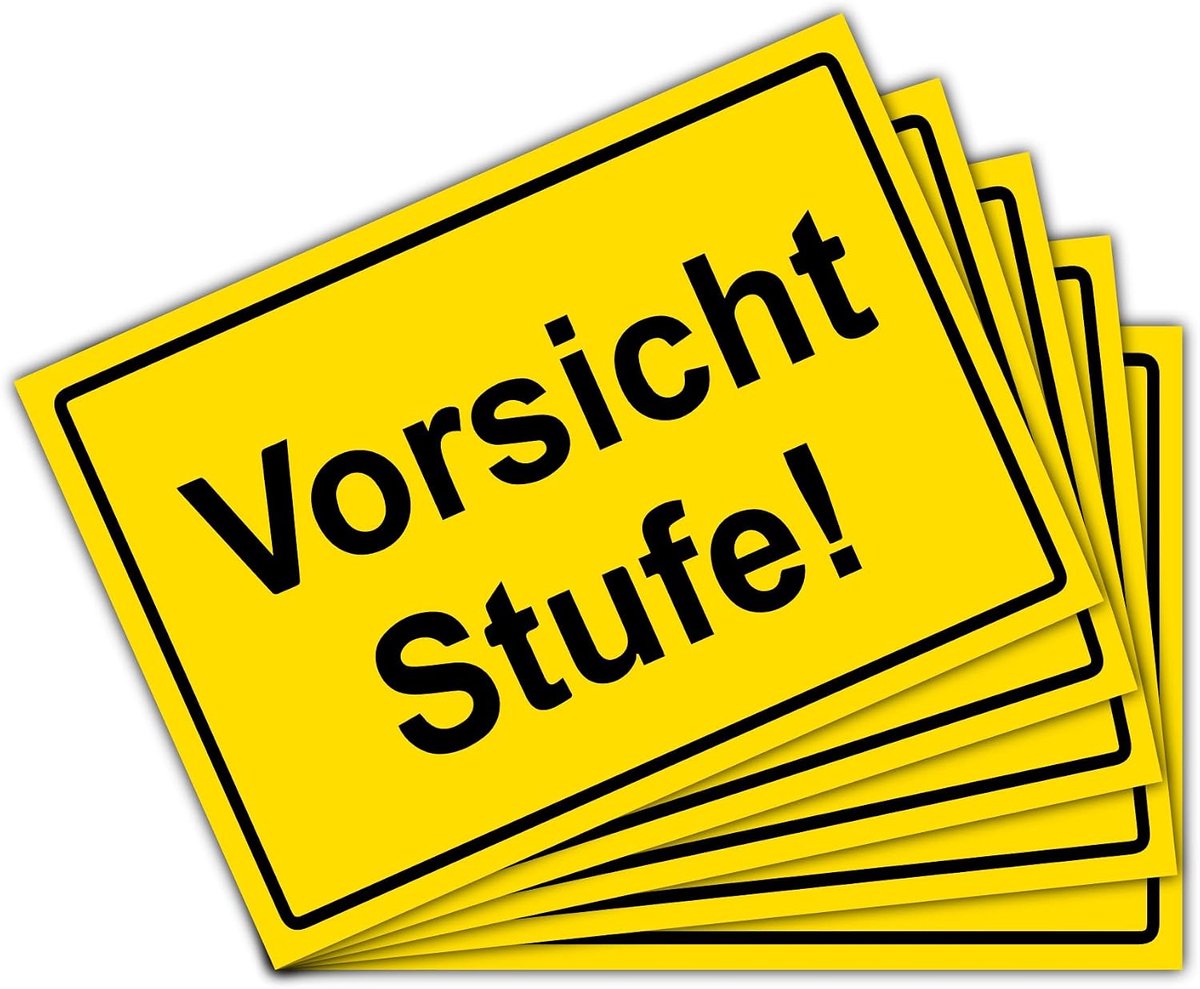 Voorzichtigheidsstickers 15x10 cm, waarschuwingsteken met uv-bescherming voor binnen en buiten, 5 stuks