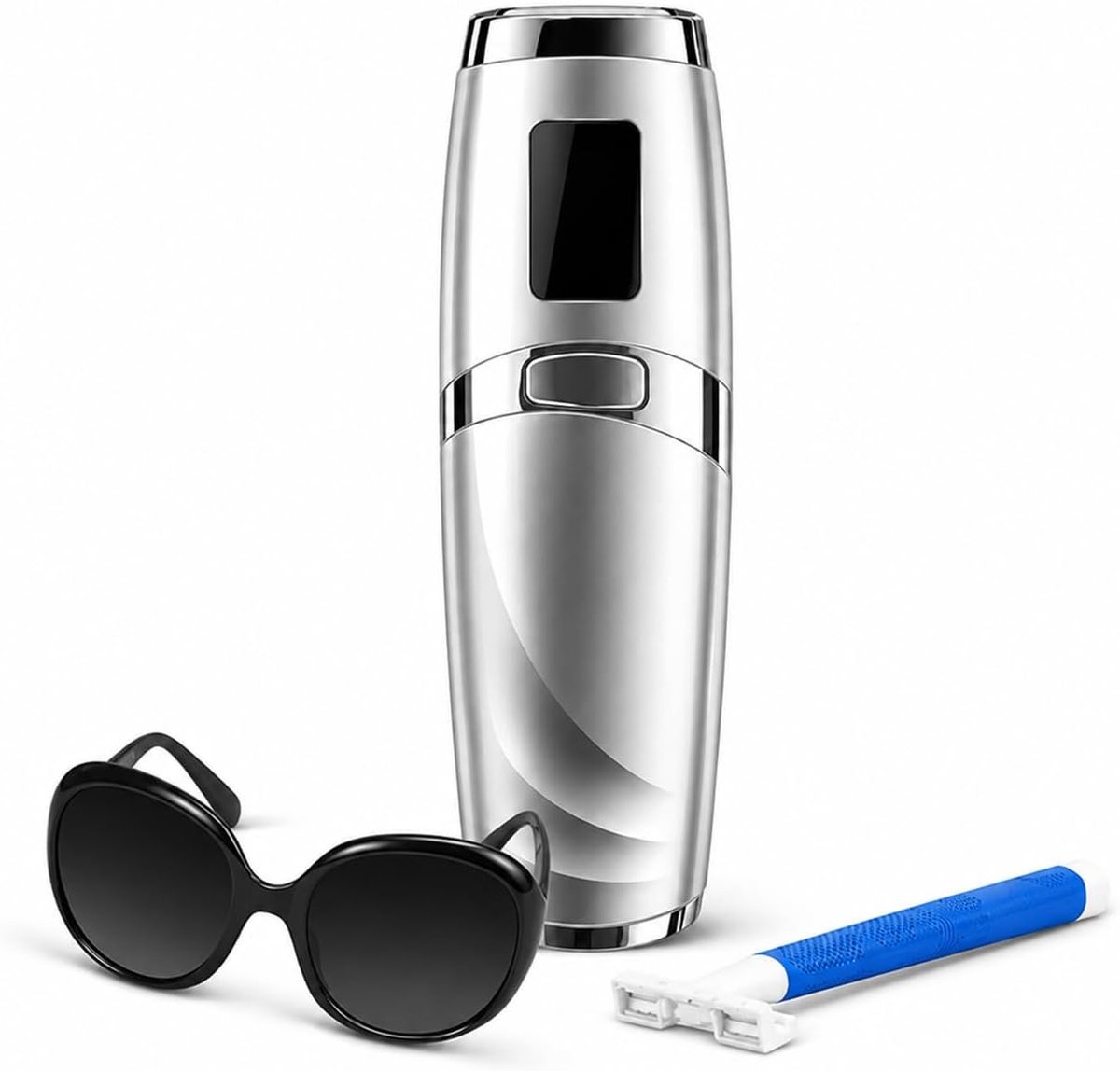 Pijnloos ingedrukt licht, epilator voor dames, ontharingsapparaat, voor gezicht, oksels, bikinibenen, zilverkleurig