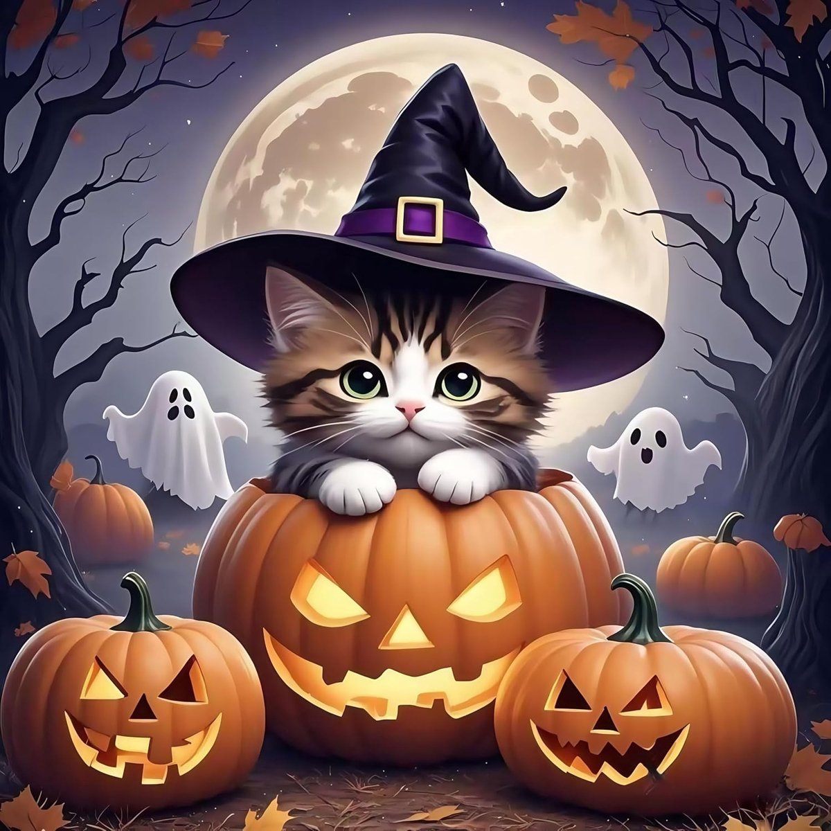 5D diamond painting, doe-het-zelf Halloween, diamond painting, kat, pompoen, diamantschilderij, volwassenen, set, volledige diamond painting kit, Halloween-decoratie, pompoen, diamond painting