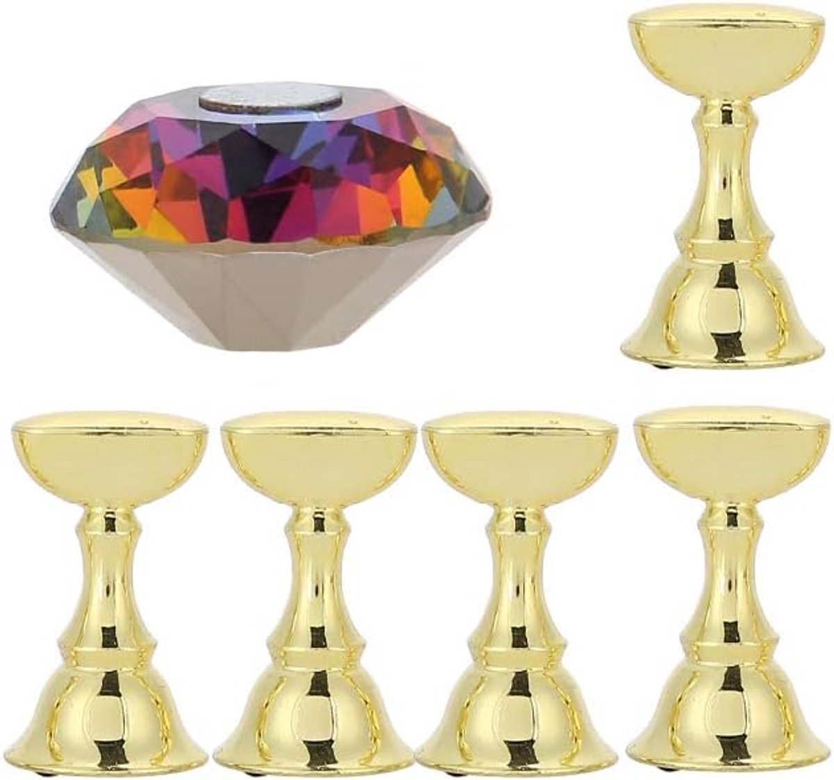 Standaard voor het oefenen van nagels, accessoires voor het polijsten van nagels, magnetische nageltip, praktische standaard voor salon, manicure, doe-het-zelf houder (kleurrijke basisset)