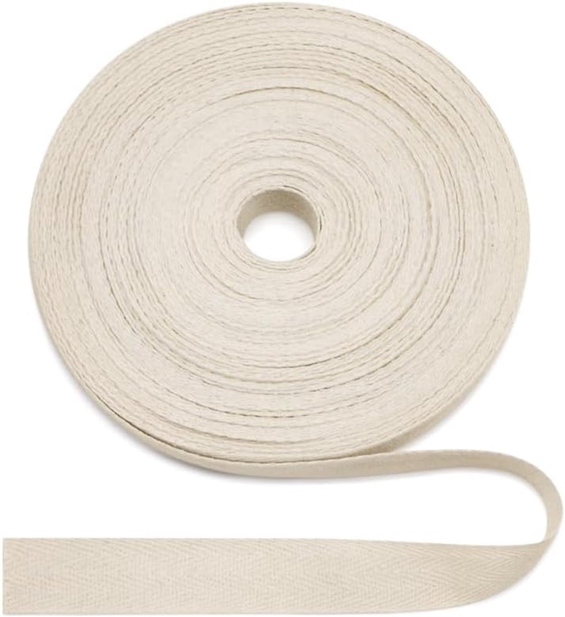 natuurlijke katoenen visgraatband 20 mm, 22 meter visgraatstof tape voor randversterking singels, doe-het-zelf naaien ambachten - keperstof 20 mm* 22 jaar