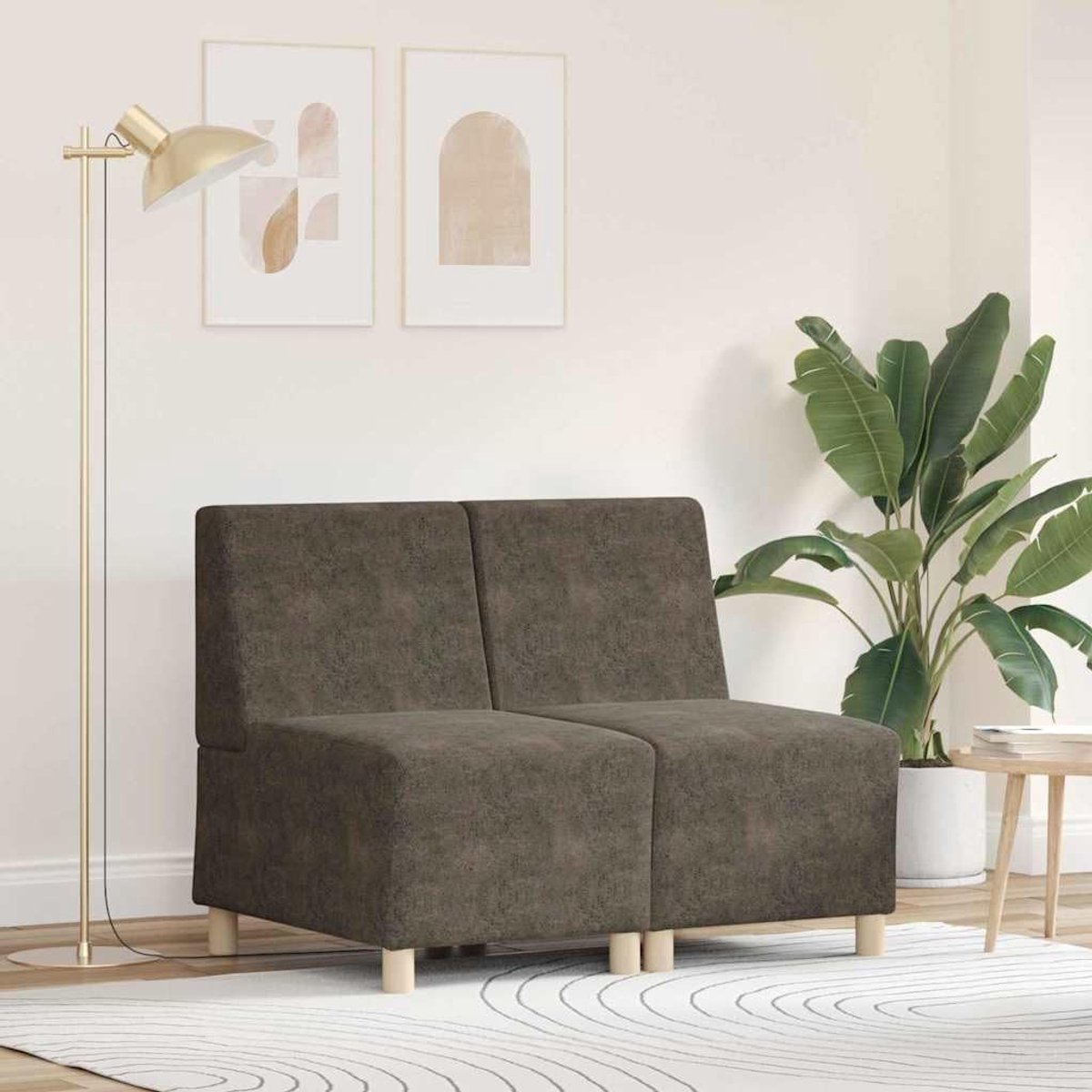 armvrije sofa 2 stuks donkergrijs 55 x 74 x 82 cm sofa voor woonkamer met kunstsuède bekleding