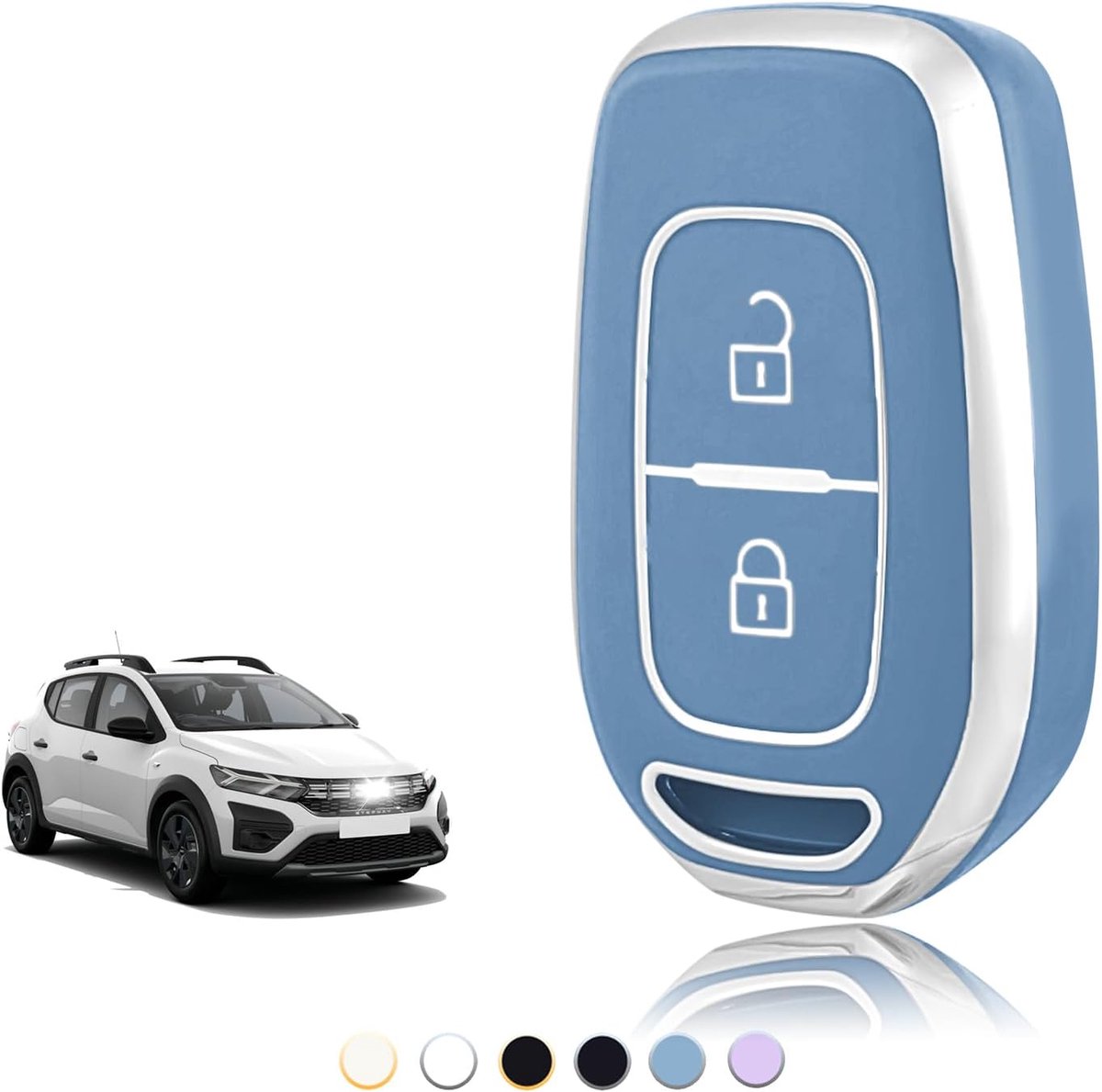 Sleutelhoes TPU, Autosleutelhoes Geschikt voor Renault Twingo Clio Symbol Kwid Dacia Logan Sandero Stepway Duster Dokker Lodgy, Sleutel Cover Bescherming Sleutelbehuizing - Smart Key