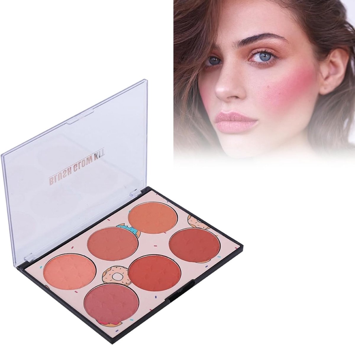 6 Kleuren Blusherpalet, Gezichtsmake-up Blusher Langdurig Waterdicht, Zweetbestendig Cosmetisch Gebruik in Vele Gelegenheden Blush Cosmetische Multifunctionele Blush Geen Irritatie Blush(01)