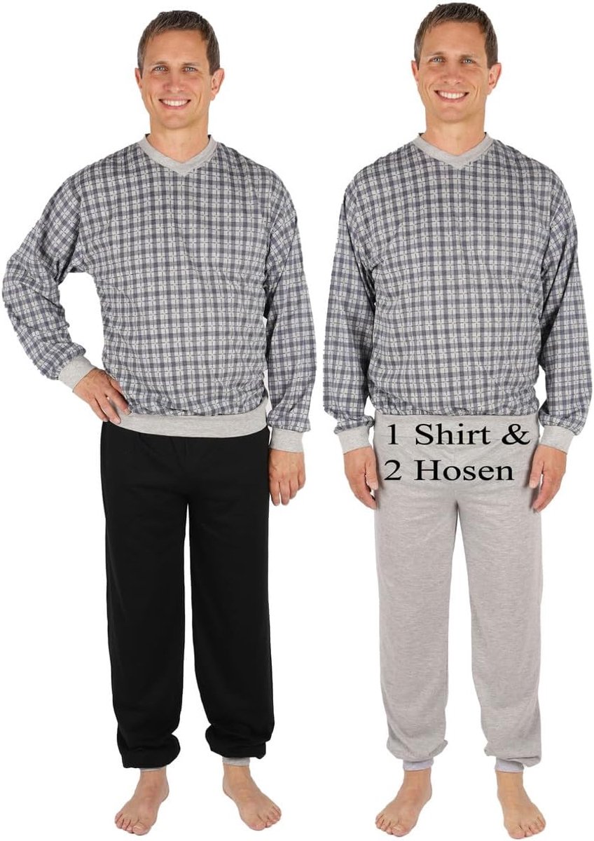 Pyjama voor heren, korte mouwen en lange mouwen, maat M tot XXXL