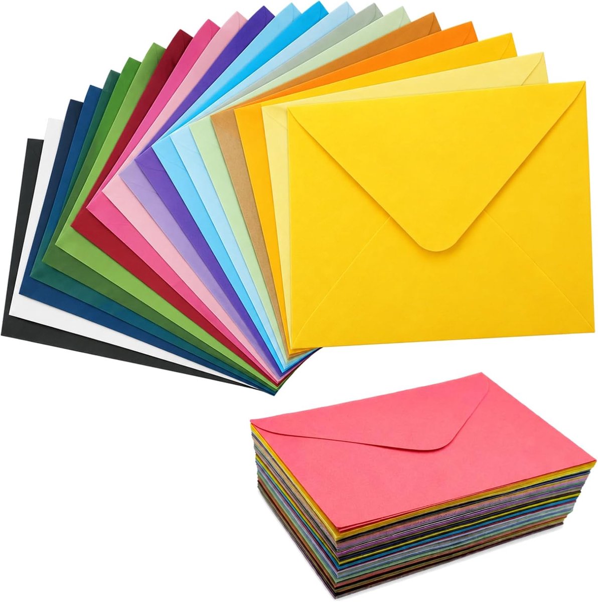 100 stuks gekleurde enveloppen, kleurrijke enveloppen voor verjaardagen