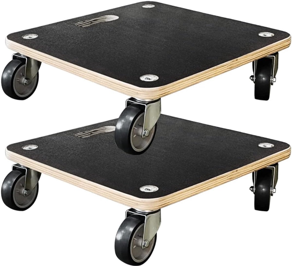 2 Stuks Meubelroller, 38 x 38 cm Transportroller Draagkracht tot 250 kg, Rolplank Platformwagen van Hout met 4 Wielen, Transporthulp voor Verhuizing Meubels, Vierkante Rolwagen