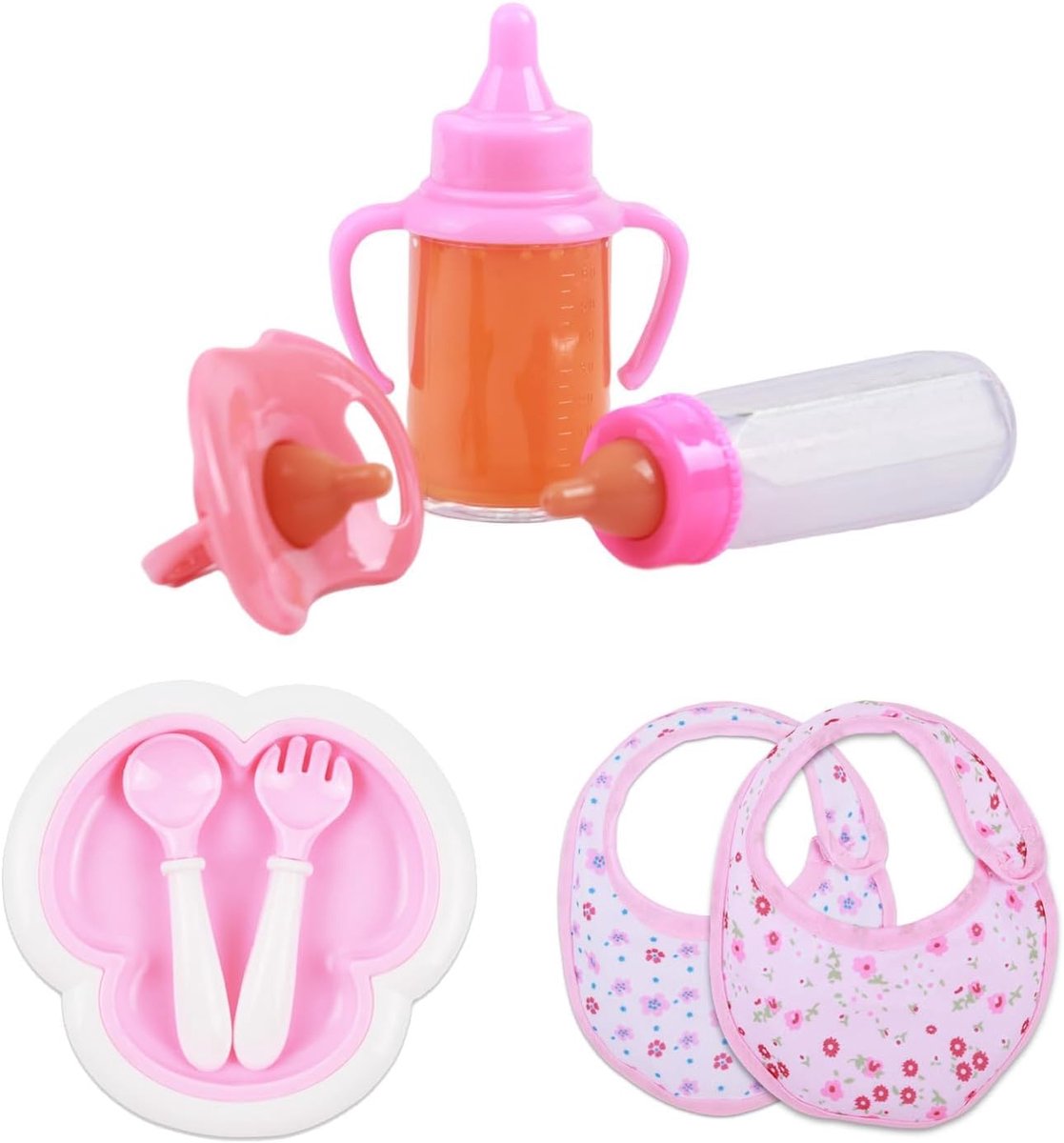 8-delig speelgoed accessoires voor kinderen, accessoires voor babypoppen, simulatie, , bord, lepel, vork