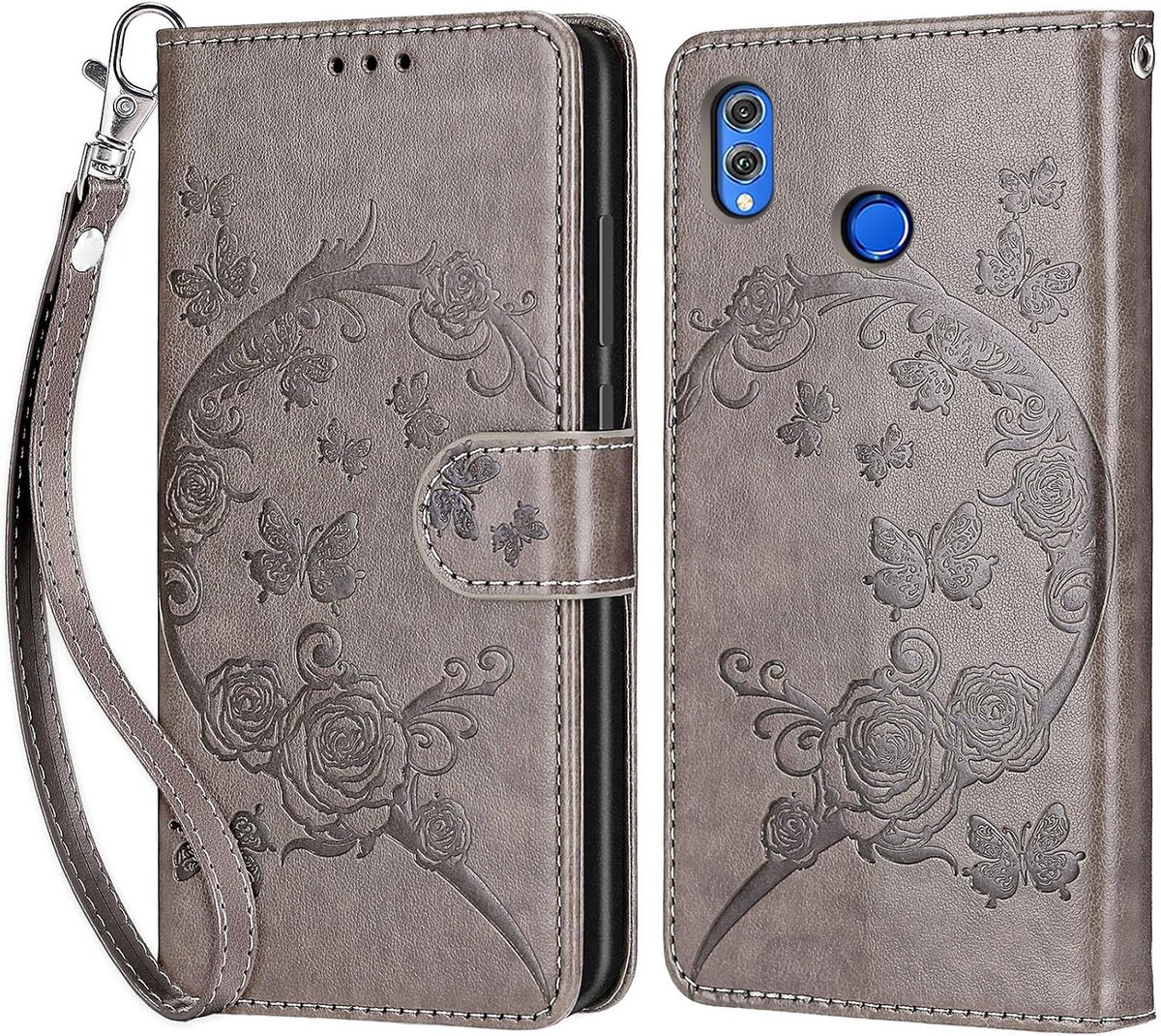 Telefoonhoesje voor Huawei Honor 8X, grijze vlinder