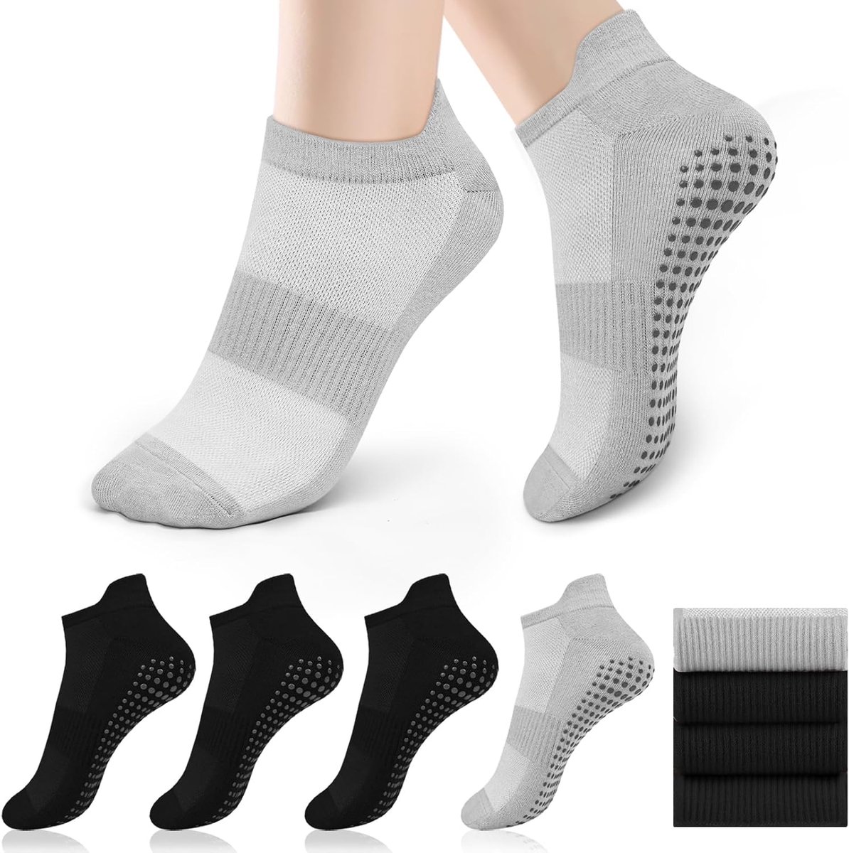 Sokken, pilates, comfortabel, antislip, voor dames en heren, ademende sportsokken met antislip punten, eenheidsmaat 36-41