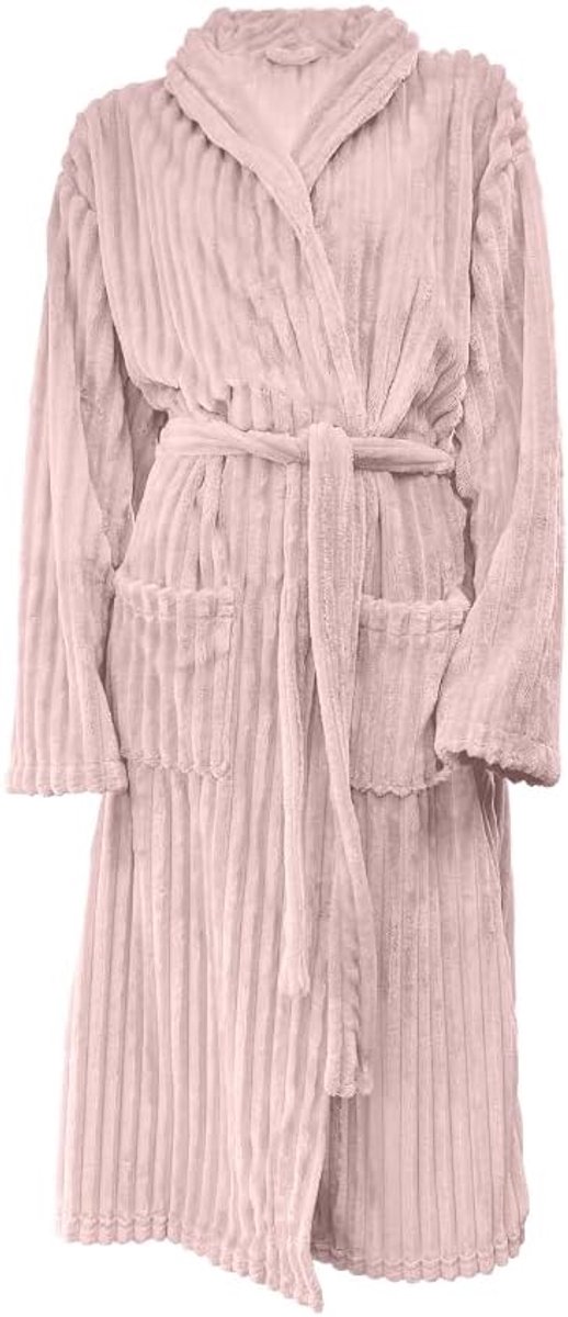 Rib Fleece Badjas - light pink - M