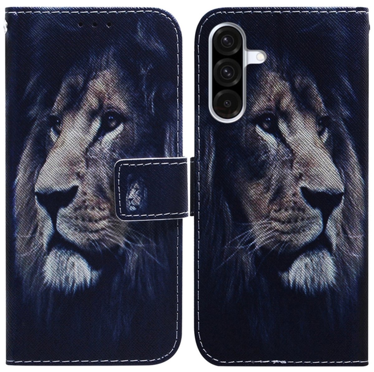 Boek-Cover Hoes Etui geschikt voor Samsung Galaxy A18 - A17 - A16 - A26 - Leeuw - Blauw
