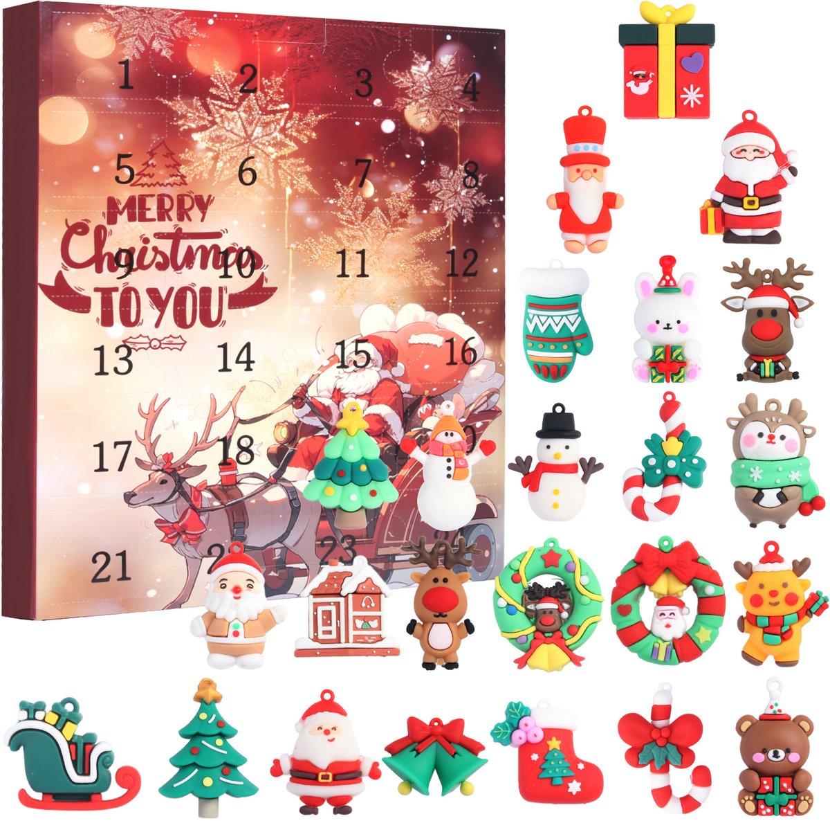 Casalora Adventskalender 2026, 3D Kerst blind box ,Mini Beeldje Decor voor Home Party En Vakantie Cadeau voor Volwassenen En Kid