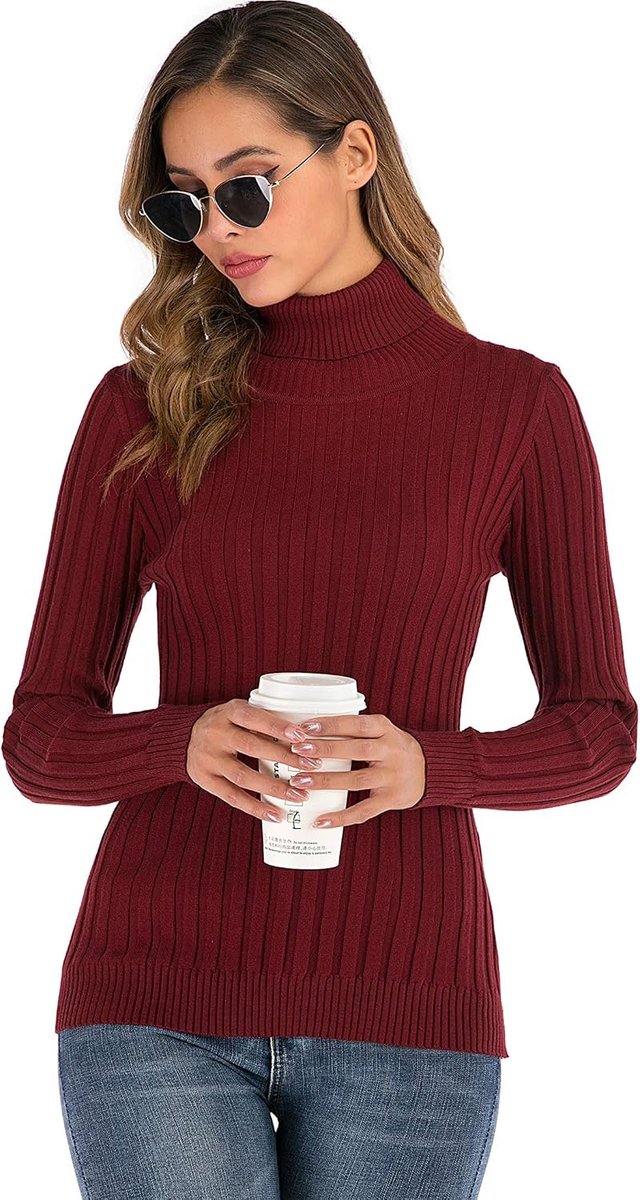 Coltrui elegant lange mouwen gebreide trui elastisch knuffelig geribbeld gebreide trui rolli voor herfst winter