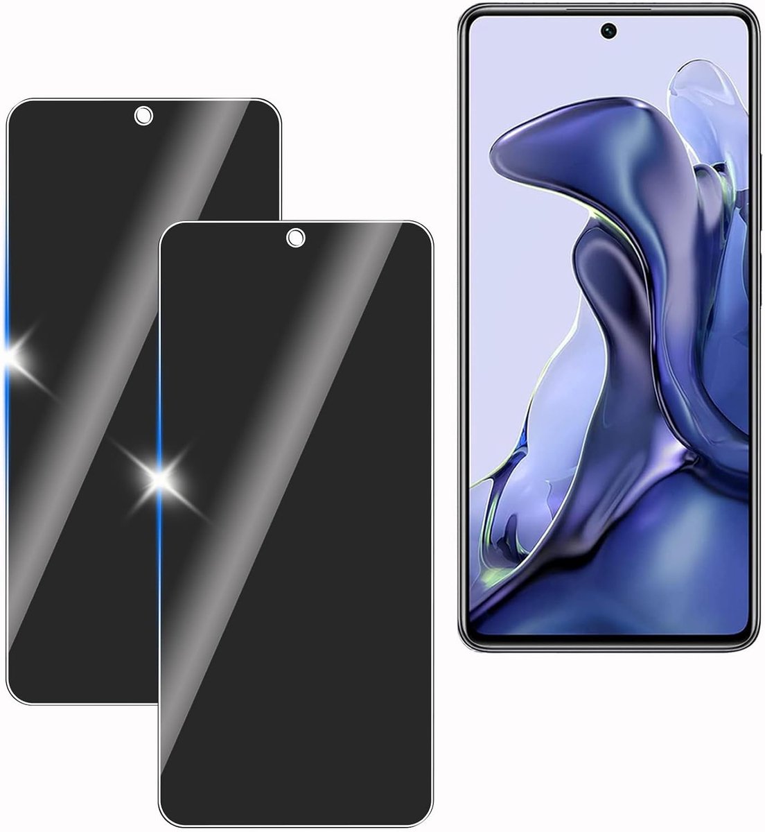 Voor Xiaomi 11T 2 stuks privacy scherm anti-snoop film, anti-spion beschermglas film,privacy scherm, 9H hardheid, krasbestendig
