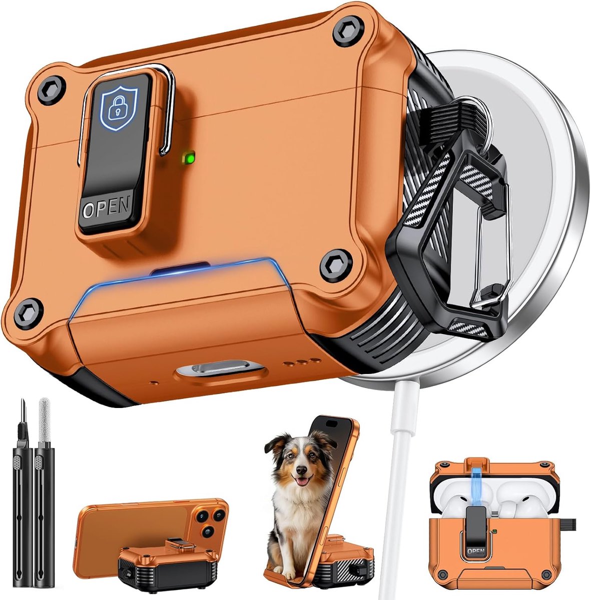 Dual-Lock Case Compatible with AirPods Pro 3 (Orange)