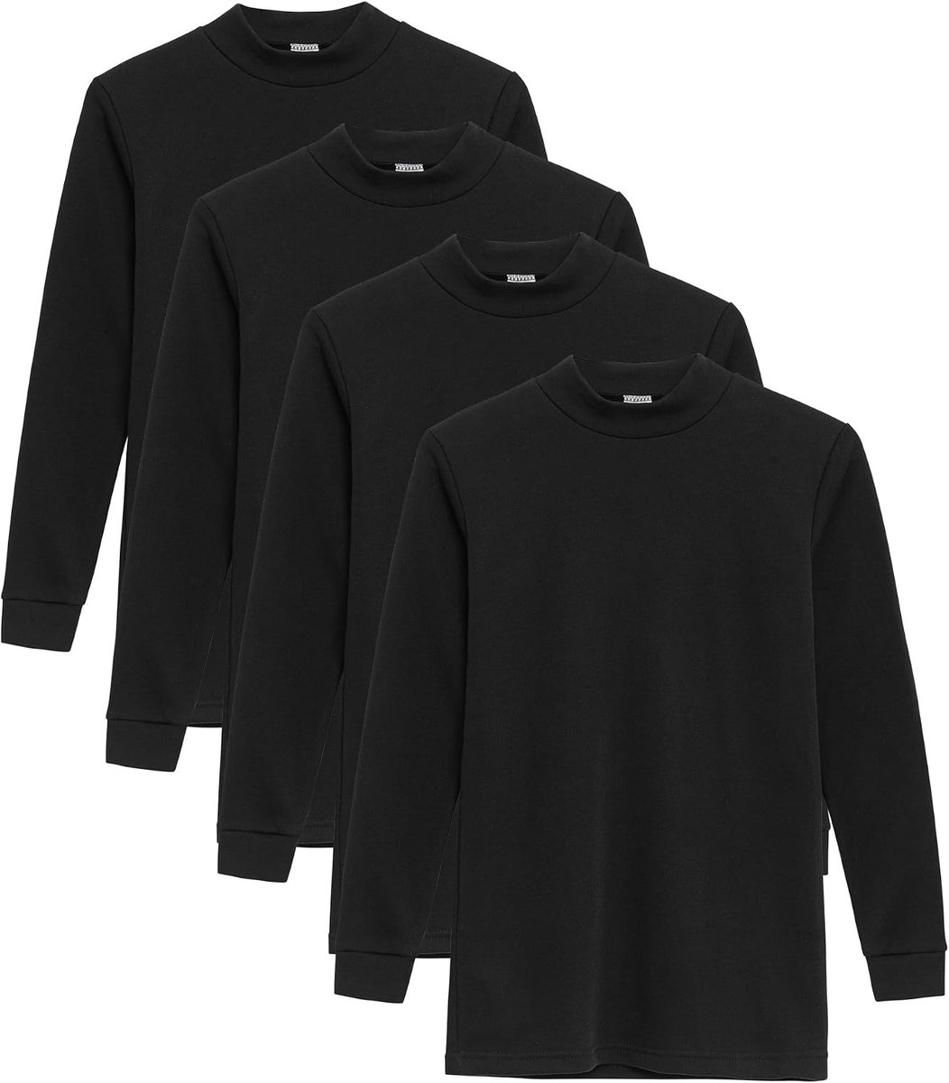 Thermo-onderhemd voor kinderen, halflange kraag, voor jongens, lange mouwen, eenkleurig.