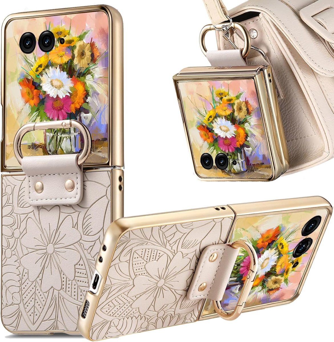 Hoes voor Samsung Galaxy Z Flip 8 met Standaard HHY Wit