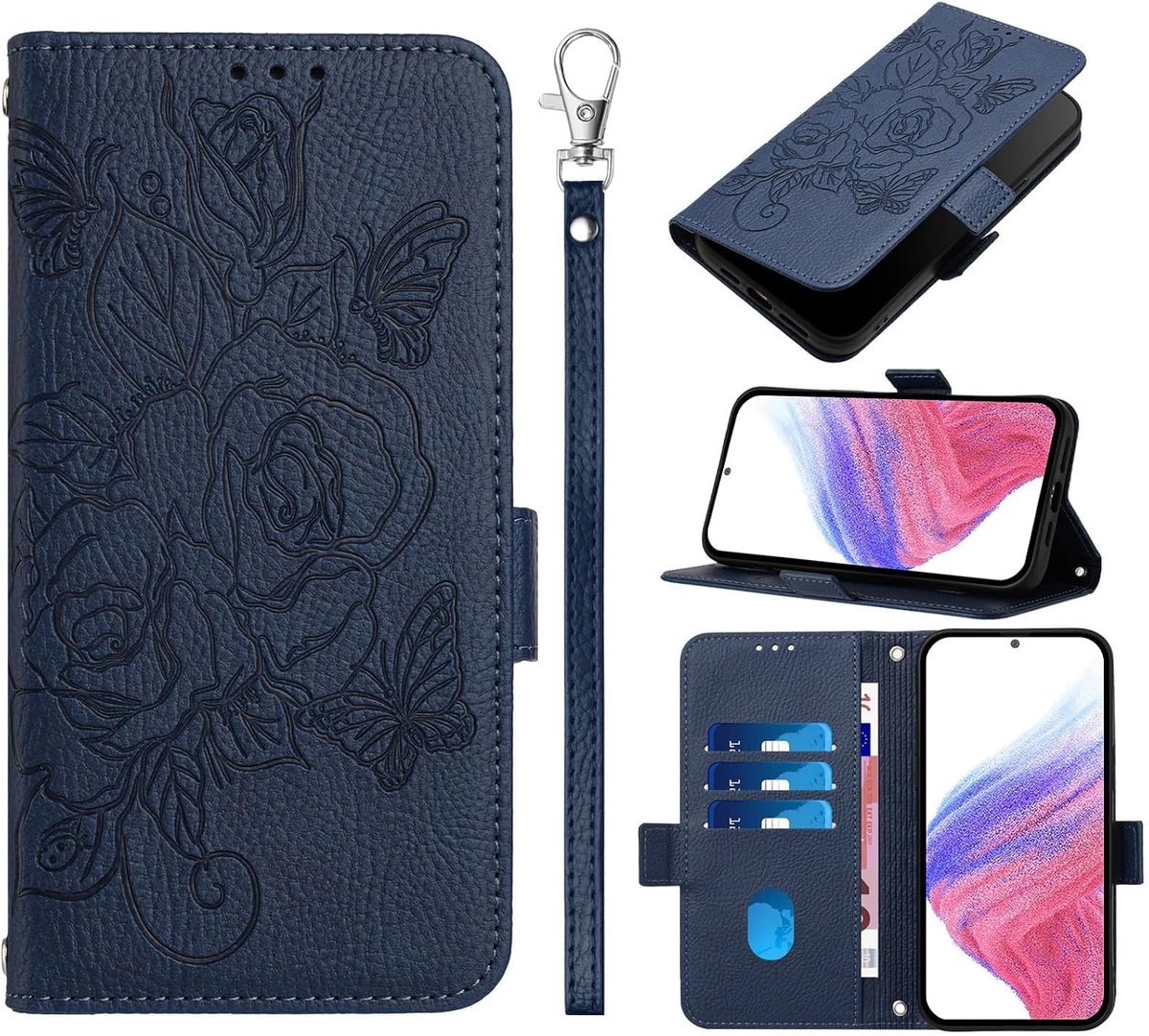 Compatibel met Oppo Find X9 Ultra portemonneehoesje, portemonneehoes met magnetische sluiting en flipstandaard, 3D vintage telefoonhoesjes geschikt voor Oppo Find X9 Ultra - donkerblauw